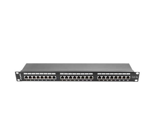 LANBERG Patch Panel 24 Port 1U Kat.5E czarny ekranowany PPS5-1024-B - 457248 - zdjęcie